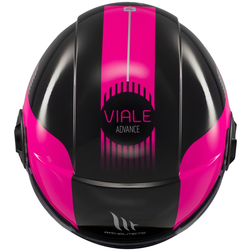 Casque moto jet MT Viale SV S Advance noir-rose