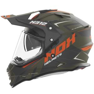 Casque moto Enduro NOX N312 Vapor mat kaki-orange