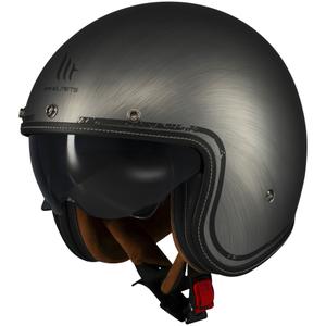 Casque moto jet MT Le Mans 2 SV Scratched Chrome gris mat