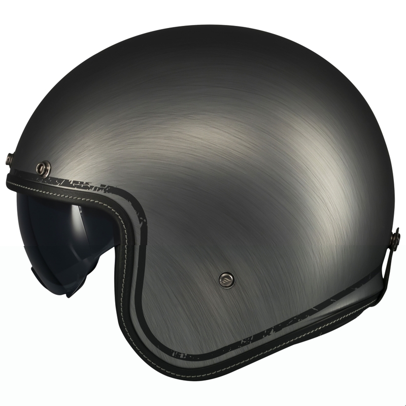 Casque moto jet MT Le Mans 2 SV Scratched Chrome gris mat