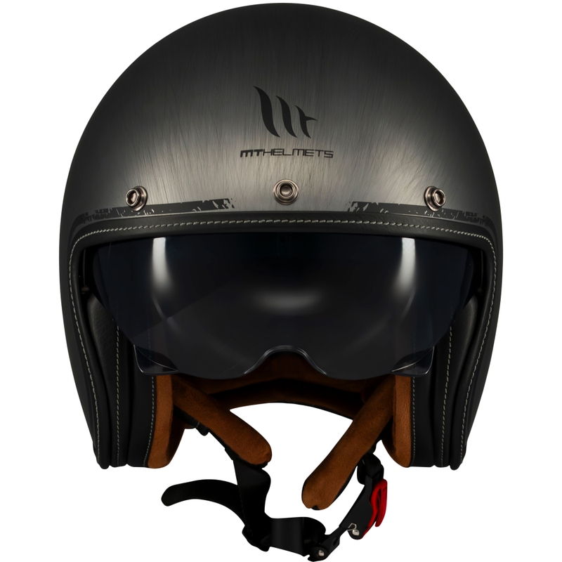 Casque moto jet MT Le Mans 2 SV Scratched Chrome gris mat