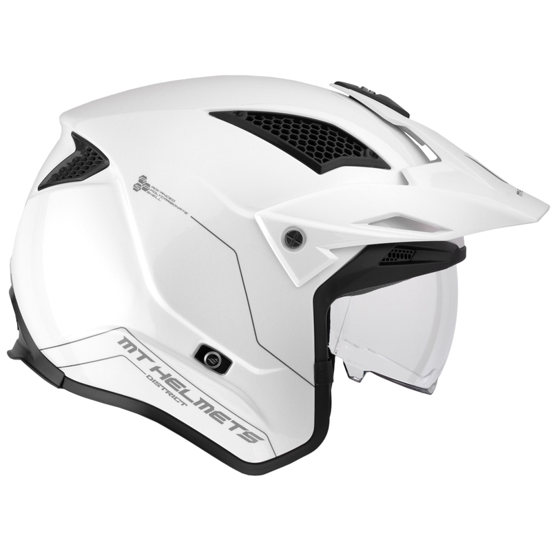 Casque moto trial ouvert MT District SV Solid blanc