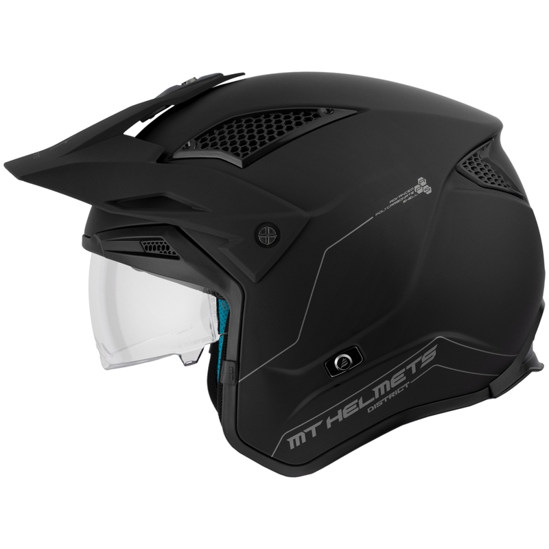 Casque de moto ouvert MT District SV Solid, noir mat