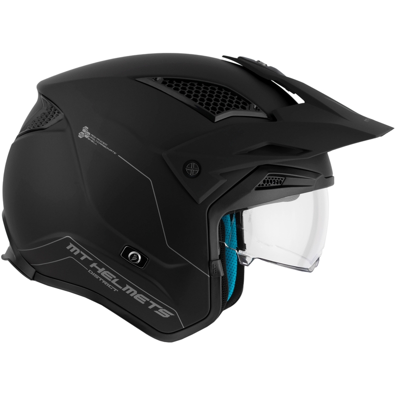 Casque de moto ouvert MT District SV Solid, noir mat