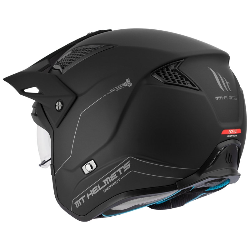 Casque de moto ouvert MT District SV Solid, noir mat