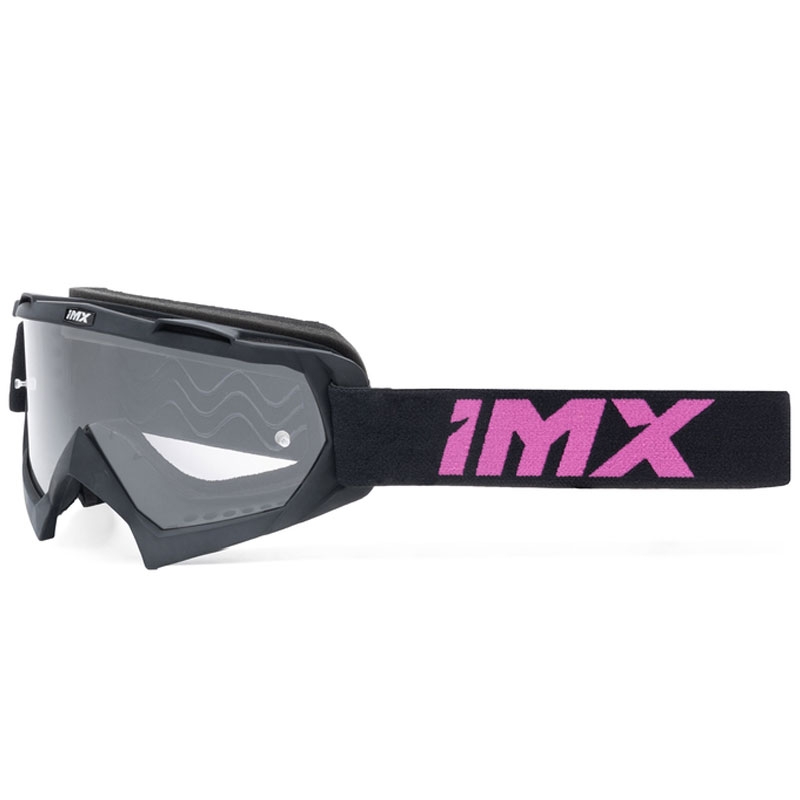 Lunettes de motocross iMX Mud noir-rose avec plexiglas transparent