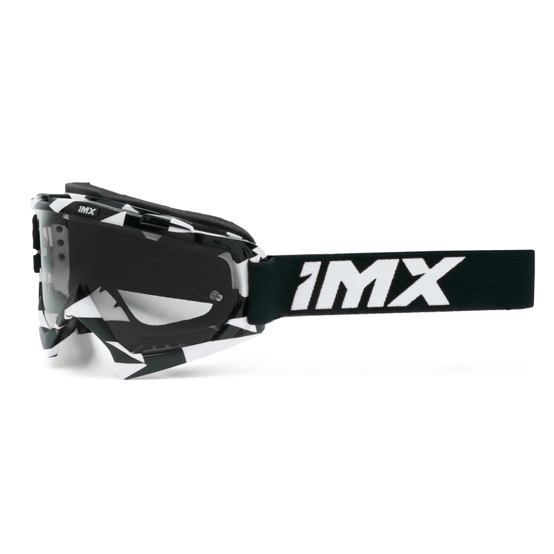 Lunettes de motocross iMX Mud blanc-noir avec plexiglas transparent