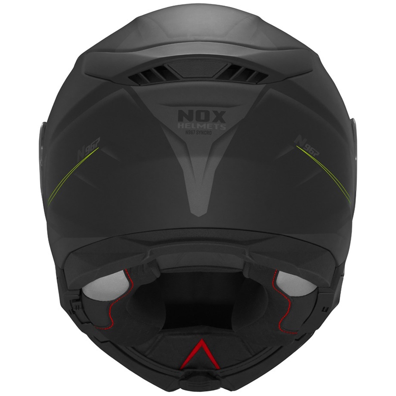 Casque de moto modulable NOX N967 Synchro noir mat-jaune fluo