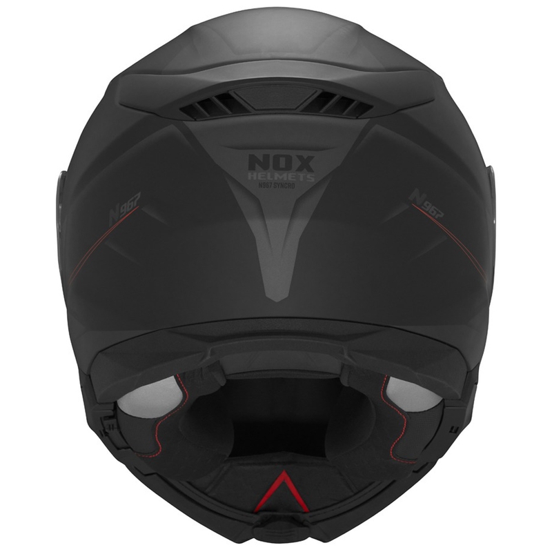 Casque de moto modulable NOX N967 Synchro noir mat-rouge