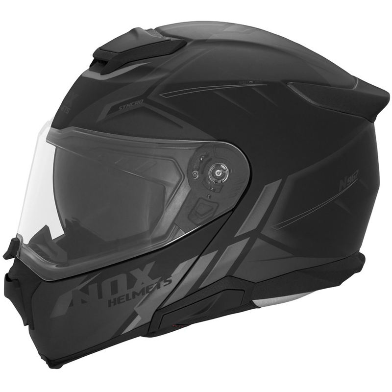 Casque de moto modulable NOX N967 Synchro noir-gris mat