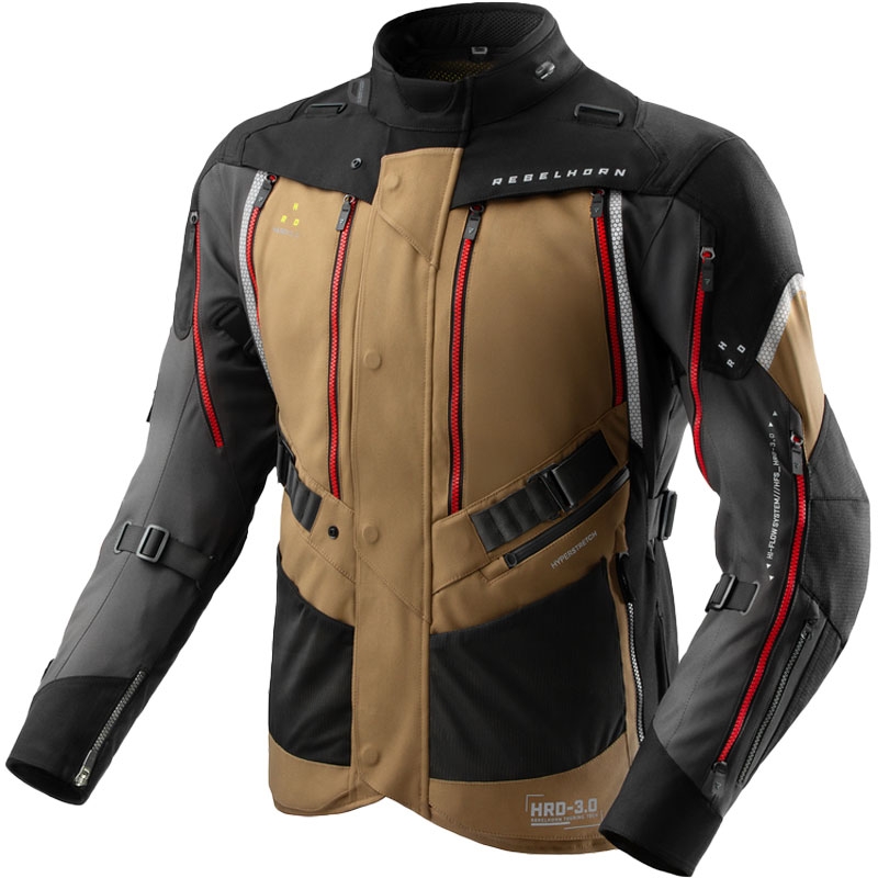 Blouson moto Rebelhorn Hardy 3.0 beige-gris-rouge