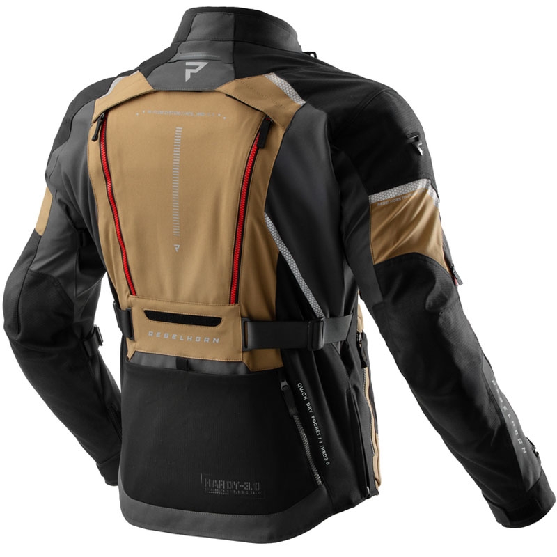 Blouson moto Rebelhorn Hardy 3.0 beige-gris-rouge