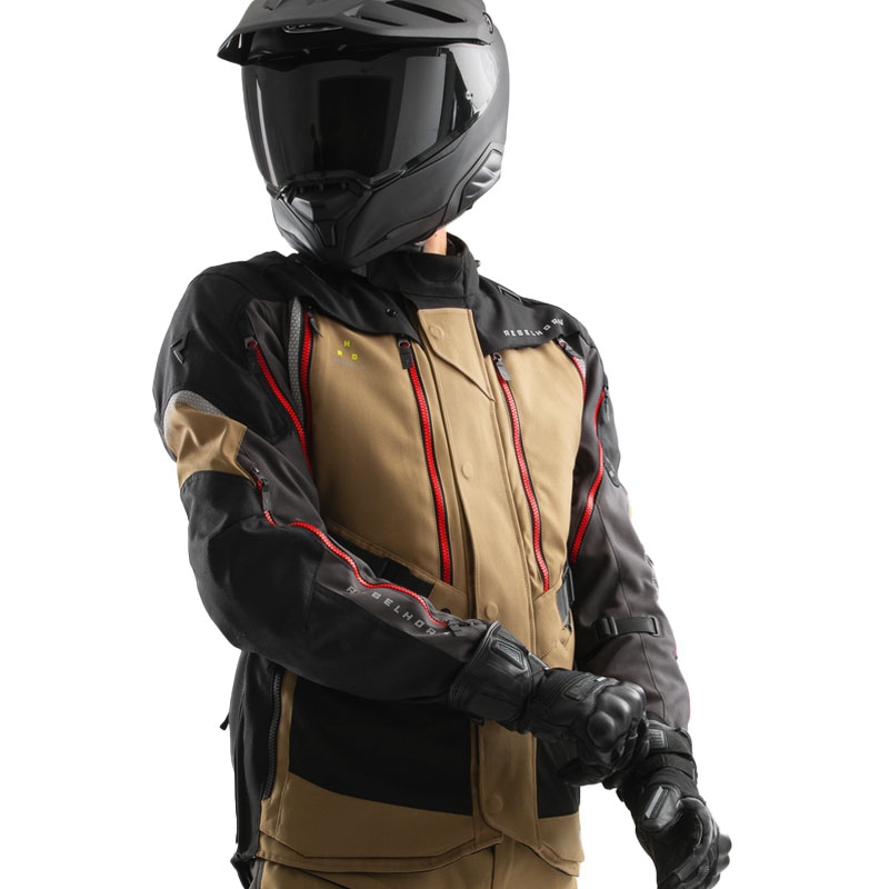Blouson moto Rebelhorn Hardy 3.0 beige-gris-rouge