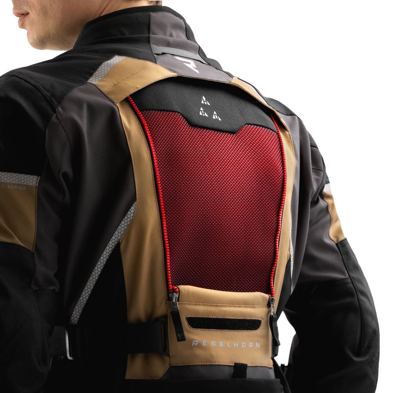 Blouson moto Rebelhorn Hardy 3.0 beige-gris-rouge