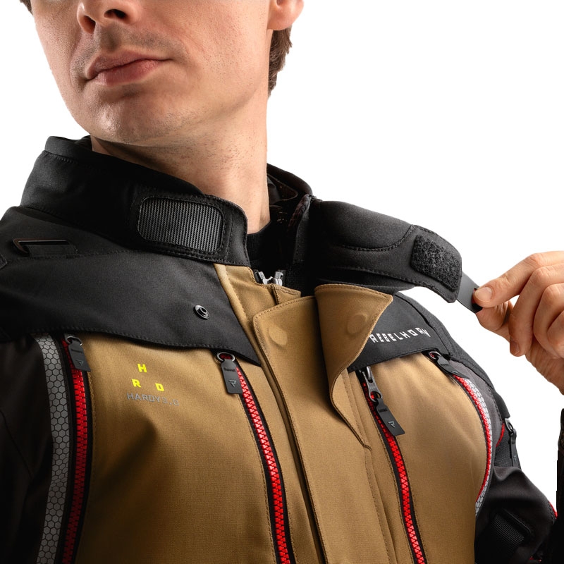Blouson moto Rebelhorn Hardy 3.0 beige-gris-rouge