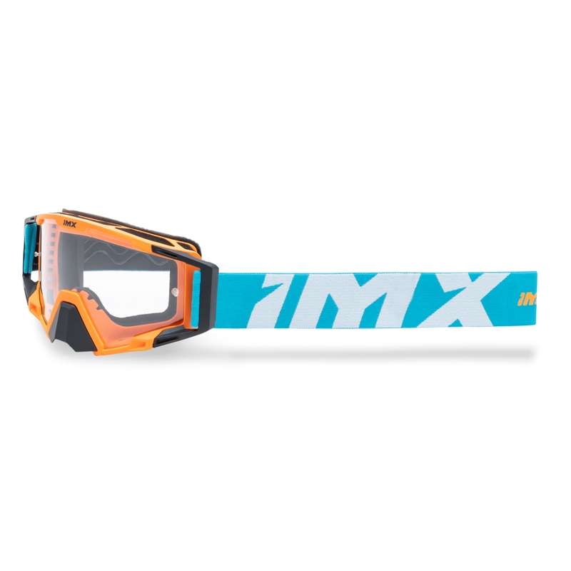 Lunettes de motocross iMX Sand orange-bleu-blanc avec plexiglas iridium