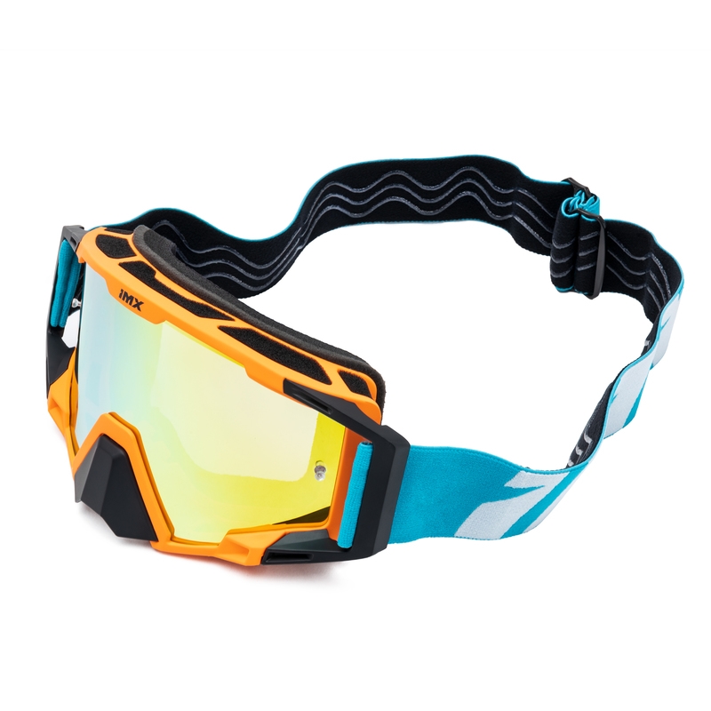 Lunettes de motocross iMX Sand orange-bleu-blanc avec plexiglas iridium
