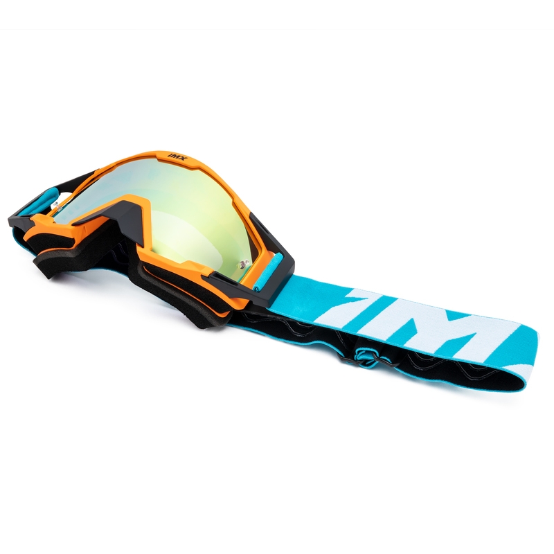 Lunettes de motocross iMX Sand orange-bleu-blanc avec plexiglas iridium