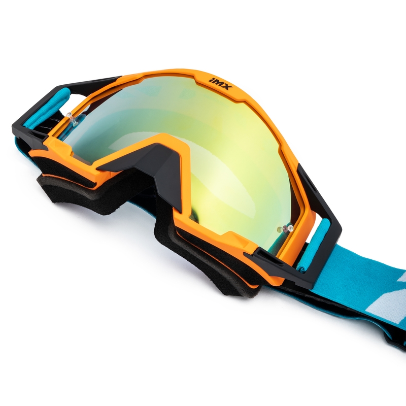 Lunettes de motocross iMX Sand orange-bleu-blanc avec plexiglas iridium