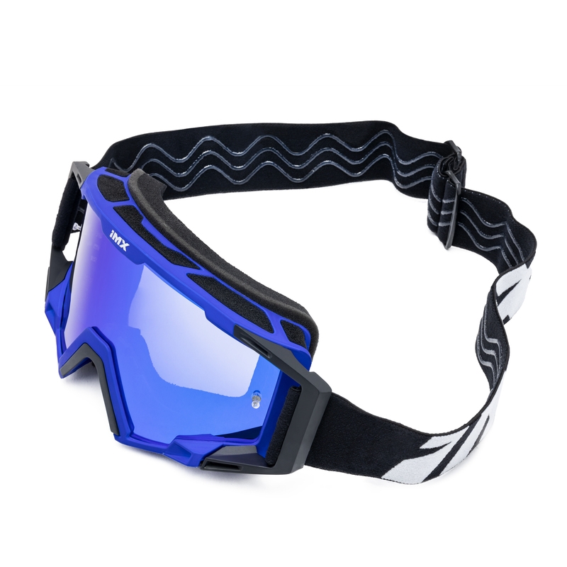 Lunettes de motocross iMX Sand noir-bleu avec plexiglas iridium