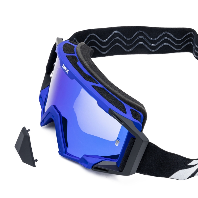 Lunettes de motocross iMX Sand noir-bleu avec plexiglas iridium