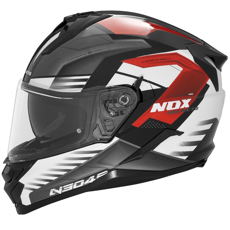 Casque moto intégral NOX N304S CARVER noir-blanc-rouge