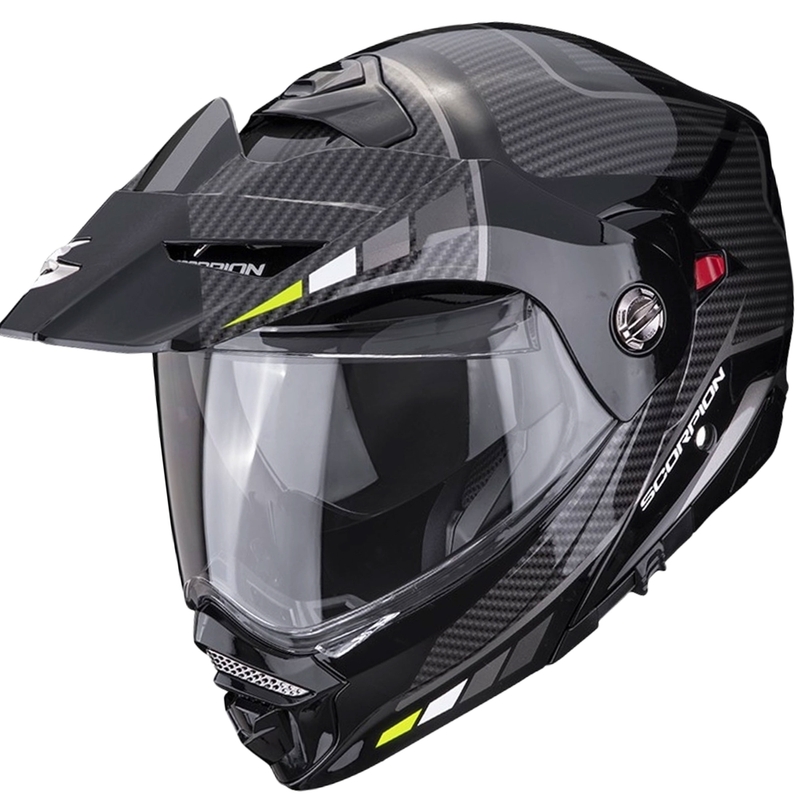Casque de moto SCORPION ADX-2 CAMINO noir-argent-jaune fluo en promotion soldes