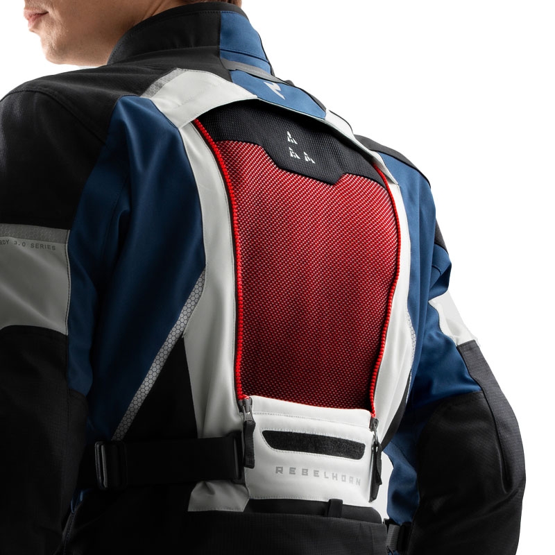 Blouson moto Rebelhorn Hardy 3.0 bleu-gris-rouge