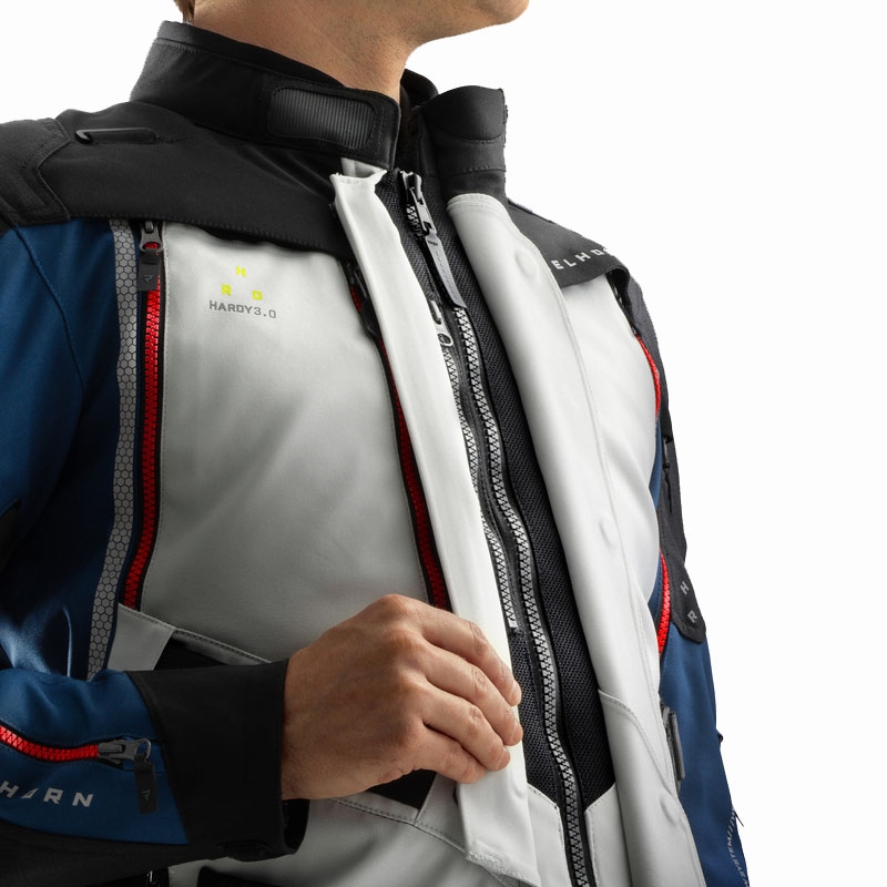 Blouson moto Rebelhorn Hardy 3.0 bleu-gris-rouge