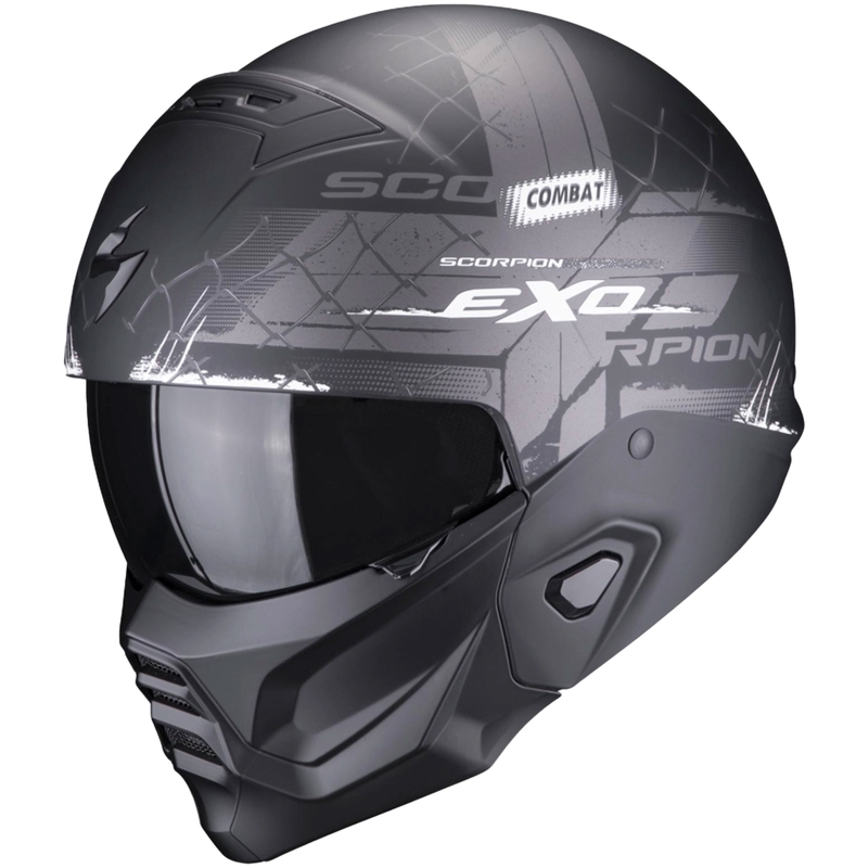 Casque ouvert avec masque Scorpion EXO-COMBAT II Xenon noir et blanc mat