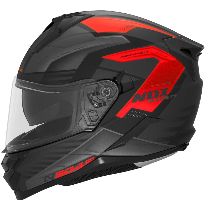 Casque moto intégral NOX N304S CARVER noir mat-rouge