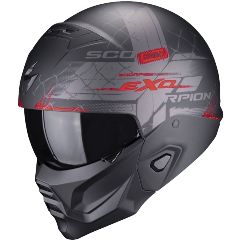 Casque ouvert avec masque Scorpion EXO-COMBAT II Xenon noir-rouge mat