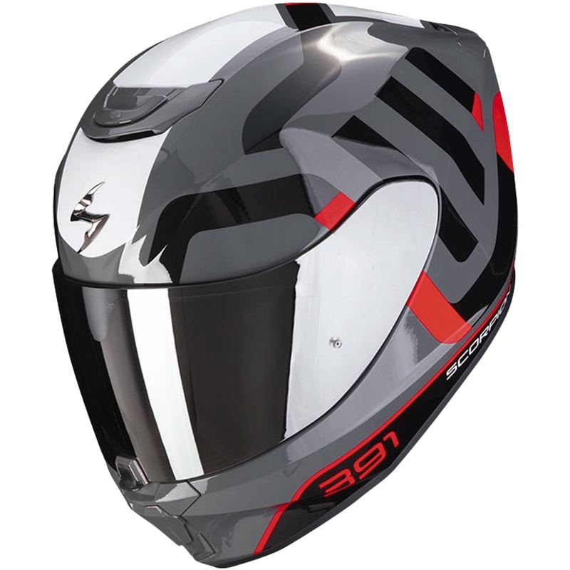 Casque moto intégral Scorpion EXO-391 Arok gris-rouge-noir soldes