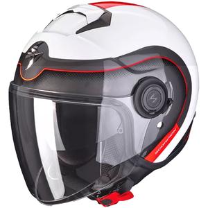 Casque moto ouvert Scorpion EXO-CITY ROLL blanc-rouge