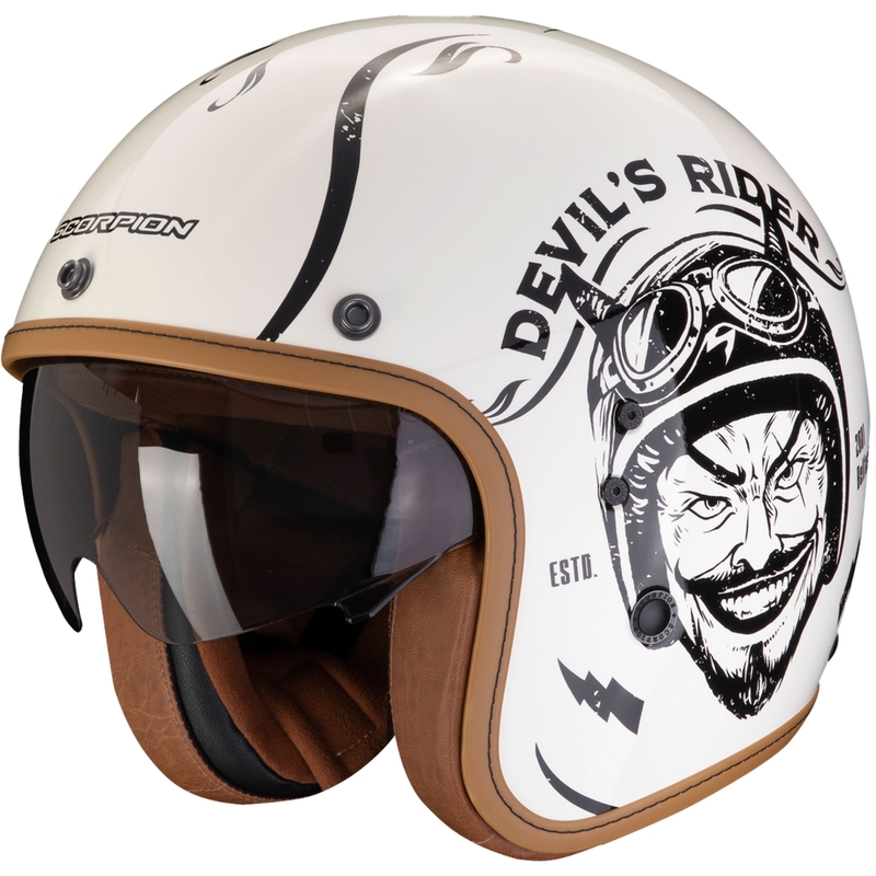 Casque moto ouvert Scorpion Belfast Evo ROMEO crème-noir soldes