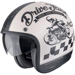 Casque moto ouvert Scorpion Belfast Evo DRIVE FAST mat crème-noir