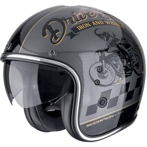Casque moto ouvert Scorpion Belfast Evo DRIVE FAST argent-noir-or