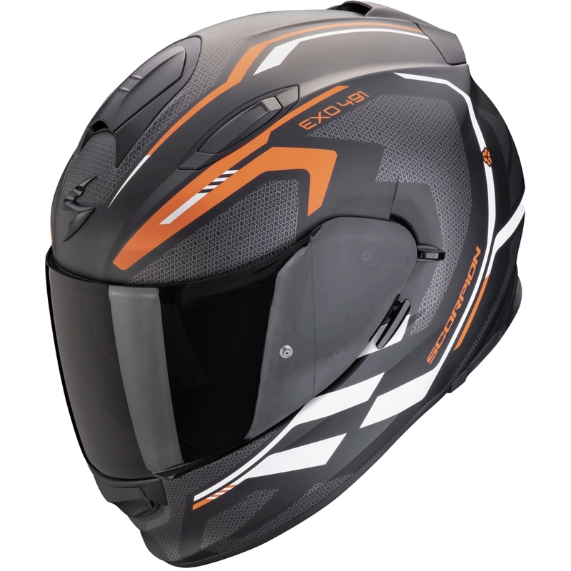 Casque moto intégral Scorpion EXO-491 KRYPTA noir mat-orange-blanc