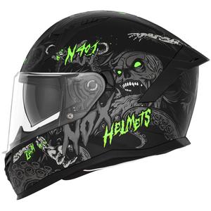 Casque moto intégral NOX N401 ZUMBI noir mat-vert fluo