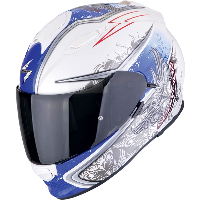 Casque moto intégral Scorpion EXO-491 RUN blanc-bleu soldes
