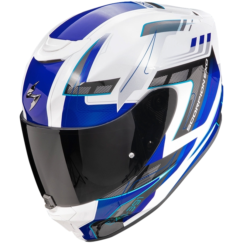 Casque moto intégral Scorpion EXO-391 CAPTOR blanc-bleu soldes