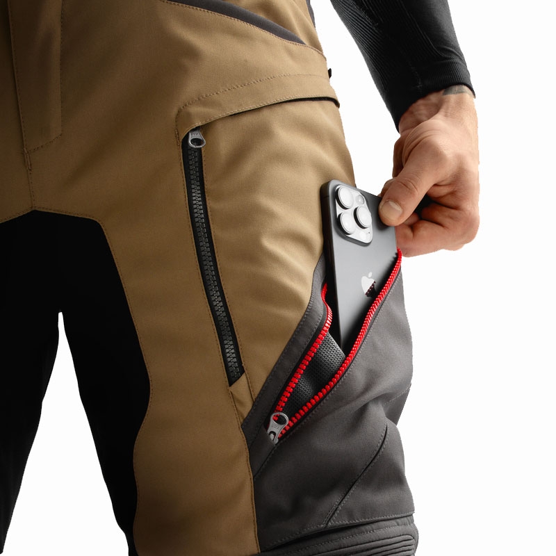 Pantalon moto Rebelhorn Hardy 3.0 beige-gris-rouge