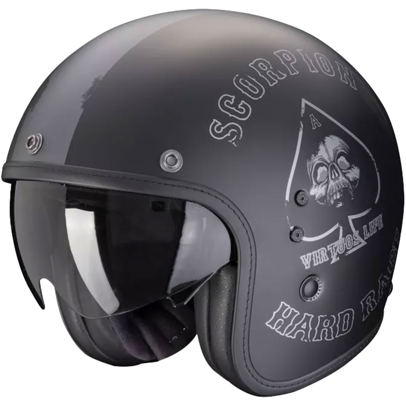 Casque moto ouvert Scorpion Belfast Evo Spade Matte Black-Silver