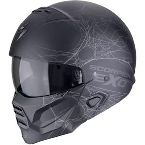 Casque moto modulable Scorpion EXO-COMBAT II SPIDERWEB noir mat-argenté