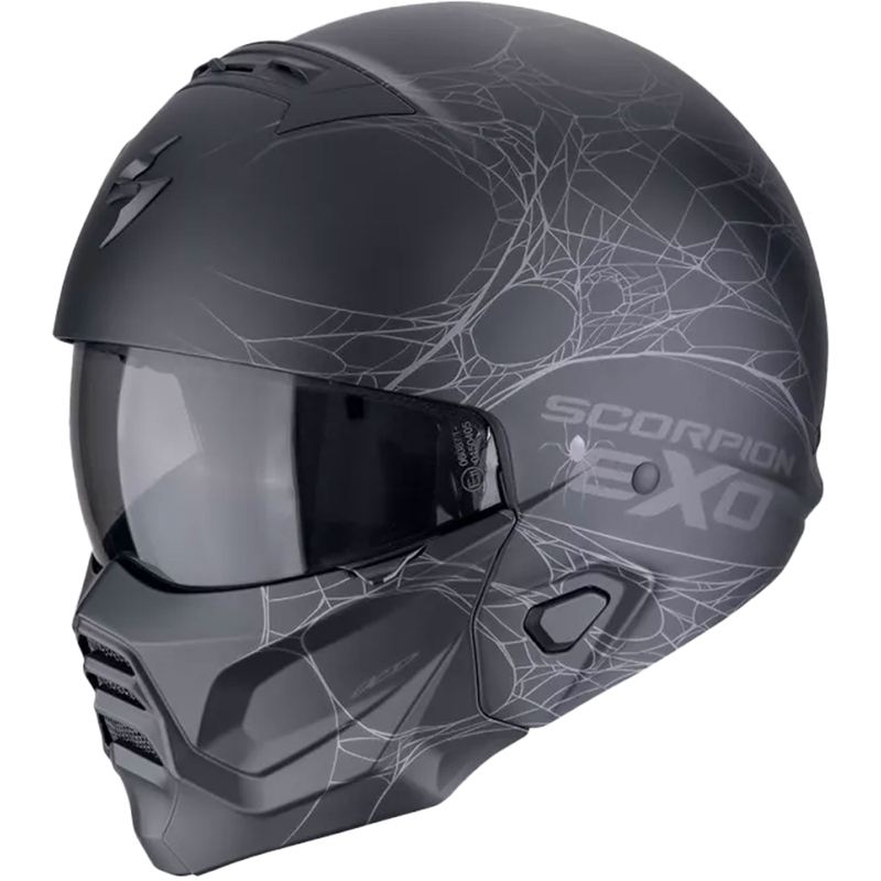 Casque moto modulable Scorpion EXO-COMBAT II SPIDERWEB noir mat-argenté