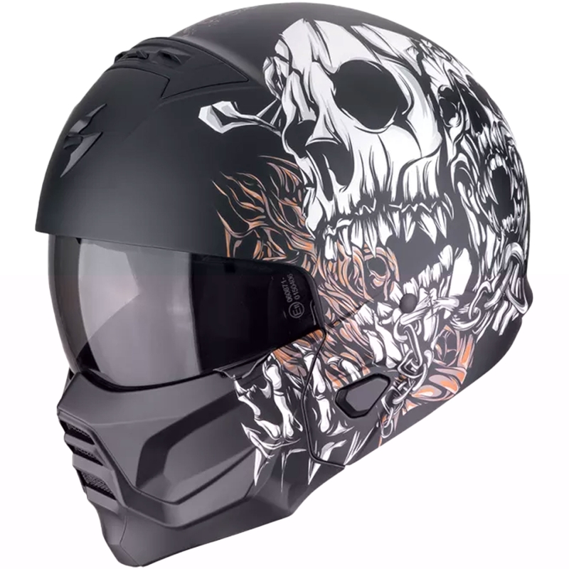 Casque moto modulable Scorpion EXO-COMBAT II GENESIS noir mat-blanc-or
