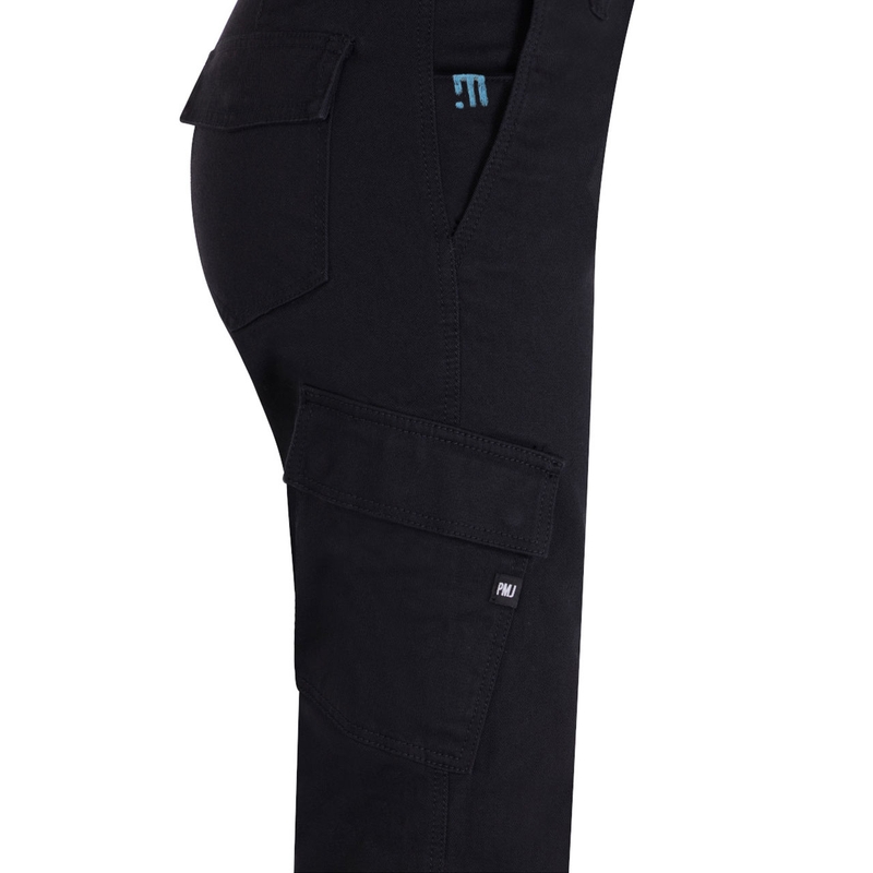 Jean moto femme PMJ Electra Cargo noir soldes