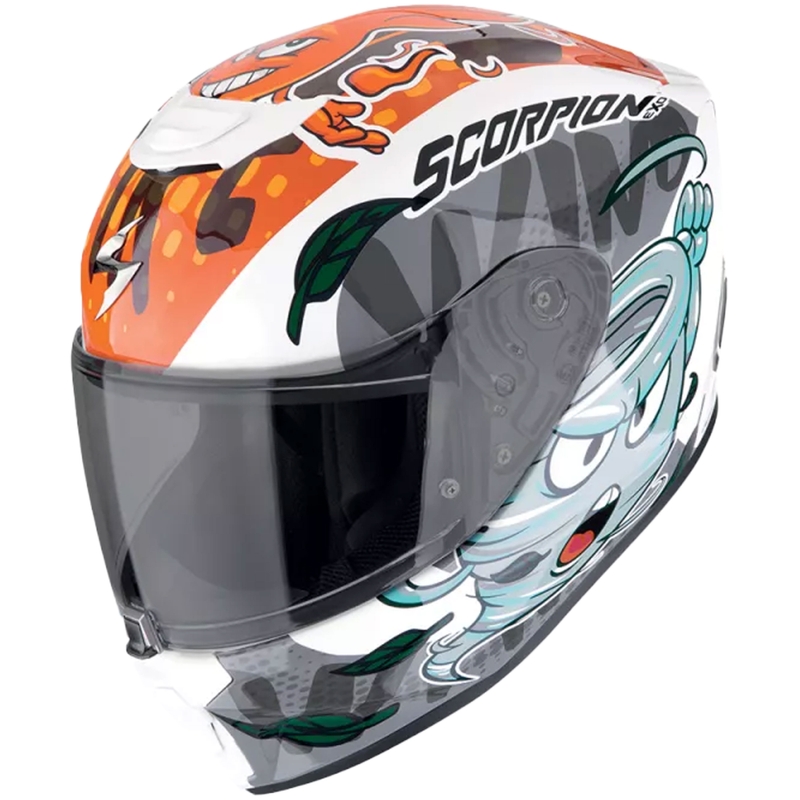 Casque moto enfant Scorpion EXO-JNR AIR The4elements blanc-bleu-orange