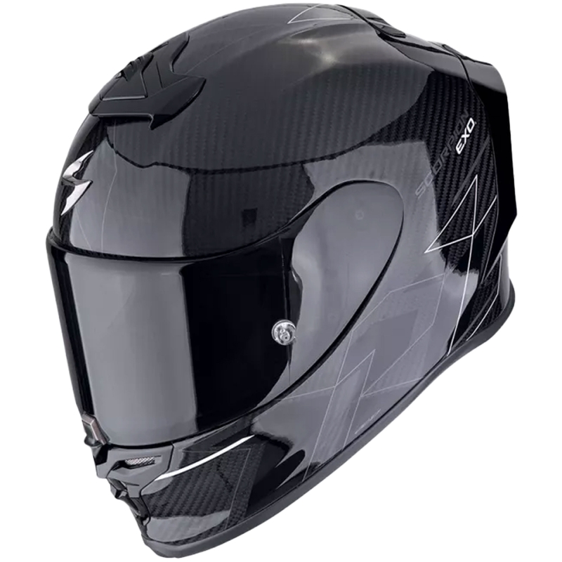 Casque moto intégral Scorpion EXO-R1 EVO CARBON AIR CYNERGY noir et blanc