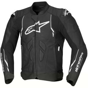 Blouson moto en cuir Alpinestars Dusk noir-blanc